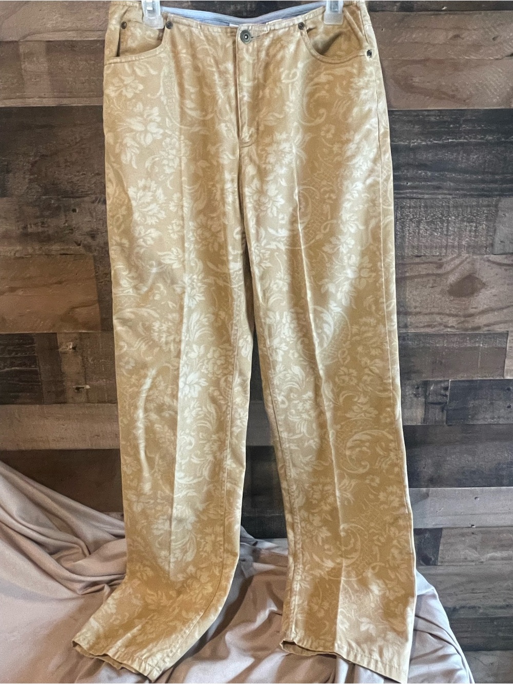 Liz Claiborne Tan Floral-Patterned Women's Chinos